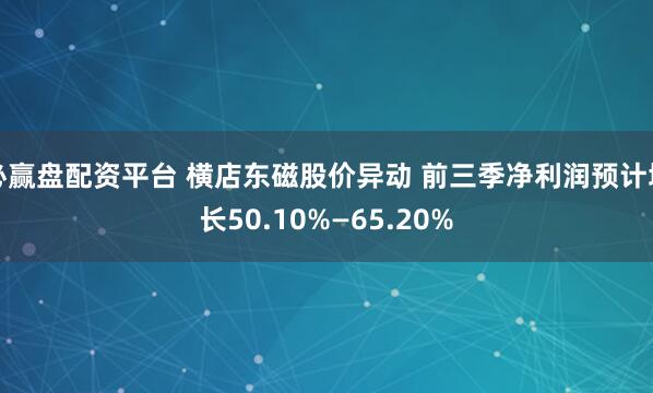 必赢盘配资平台 横店东磁股价异动 前三季净利润预计增长50.10%—65.20%